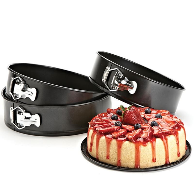 Black 7 Inch Spring Forms Cheese Cake Baking Pans Round Non-Stick with Removable Bottom Leakproof 