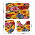 thumbnail image 3 of Floral Colorful Flower Bathroom Rug Set of 3, No Silp Washable Cover Floor Rug Decorations for Kitchen Bathroom Bedroom, 3 of 7