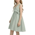 thumbnail image 1 of Vestido sin mangas de cuello redondo para niños, de verano, de color liso, con hombros descubiertos, cuello redondo, vestido de princesa, vestido transpirable para niños, parte superior de poliéster p, 1 of 4