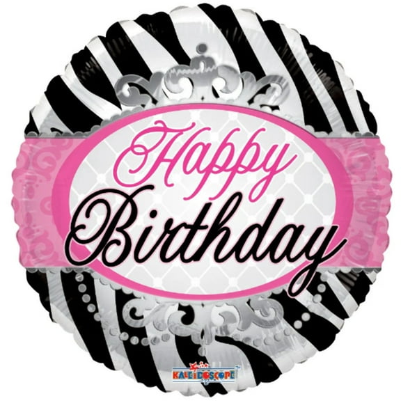 18 HAPPY BIRTHDAY Tiara & Zebra Balloon  Party Supplies Decorations Foil Mylar Balloon