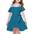 thumbnail image 3 of TAIAOJING Girls Summer Soild Dress Shoulder Chiffon Ruffles Sundress Spaghetti Strap Casual Beach Dresses, 3 of 3