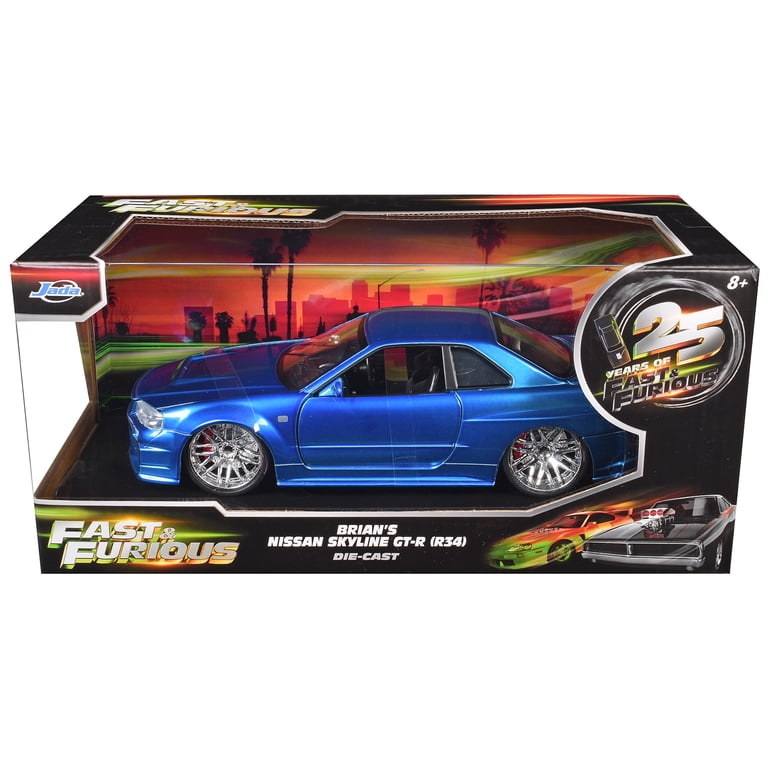 Jada Toys 1:24 Scale Brian's Nissan GTR Skyline R34 Blue Fast