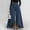 Dark Blue, variant on Women's Wide Leg Pants High Waist Stretch Baggy Flared Pleated Vintage Casual Loose Fake Jean With Pockets