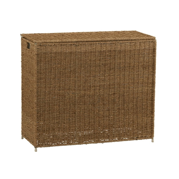 Household Essentials 3 Compartment Laundry Sorter, Wicker Laundry Sorter, Natural Seagrass