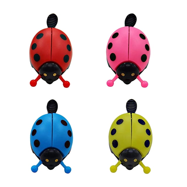 4 timbres de mariquita para bicicleta infantil (rojo, amarillo, rosa y azul)