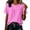 #0275-Hot Pink, variant on Casual Tops for Women Round Neck Chest Gathered Detail Short Sleeve Tops for Women Relaxed Fit Weekend Outing Soft Linen Tops for Women