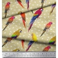 thumbnail image 2 of Soimoi Beige Heavy Satin Fabric Macaw Parrot Bird Decor Fabric Printed Yard 56 Inch Wide, 2 of 3