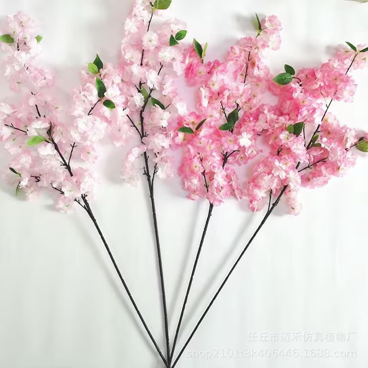 RHN Artificial Faux Cherry Blossom Branches Decor,37.5 in Fake Cherry Blossom Flowers Long Stems Realistic for Home Vase Arrangements Table Centerpiece Wedding Spring Decor(3 Pcs,Light Pink)