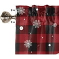 thumbnail image 5 of 3 Piece Christmas Polar Bear Snowflake Kitchen Curtains, Tier and Valance Rod Pocket Window Curtains Set Red Black Check Cafe Curtains for Kitchen Valances Window Treatment 54X18in+27x24in×2, 5 of 5