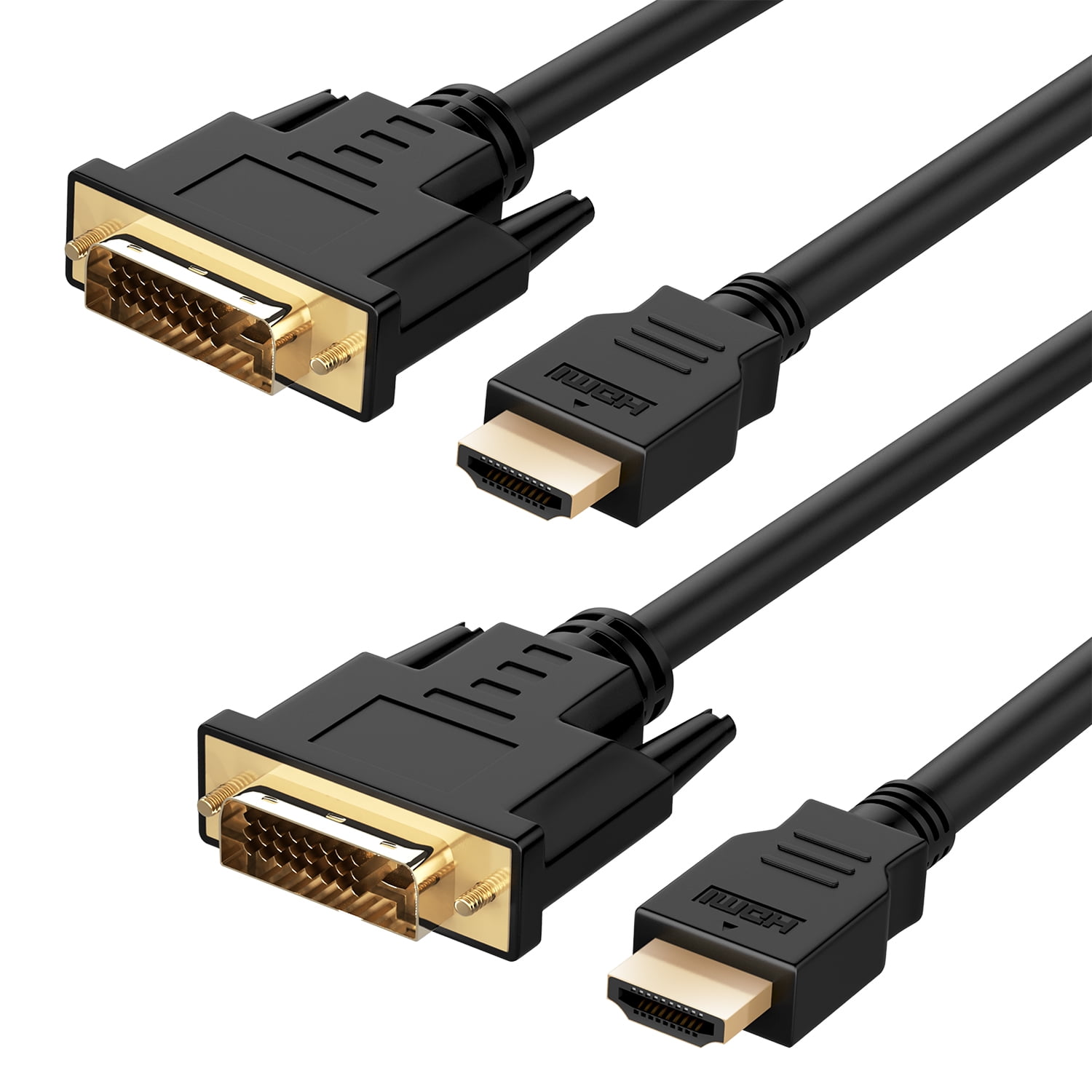 HDMI to DVI Cable (6 FT), Fosmon [2 PACK] DVI-D to HDMI Cord Bi-Directional Gold Plated High Speed HDMI (Type A) to DVI for HDTV, Apple TV, Smart TV, PS3/PS4, Xbox, Wii U