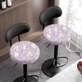 thumbnail image 3 of Renewold Round Stool Chair Covers 13"-15" Stretch Washable Stool Cushion Slipcover, 2 Count Breathable Bathroom Stool Chair Covers for Easter Home Decor, Easter Bunny Egg Polka Dot Purple, 3 of 6