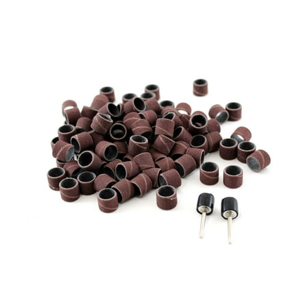 TMAX 100 pc 1/2 Inch Sand Drum Grit 120 Medium with 2 pc 1/8 Inch Mandrel for Dremel Rotary Tools