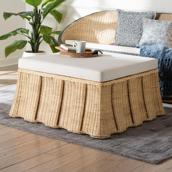 bali & pari pari Boho Ottoman, Large, Natural Brown