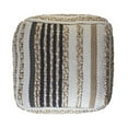 thumbnail image 2 of LR Home Small Braided Geometric Indoor Square Pouf, Navy Blue/White, 18" x 18" x 14", 2 of 6