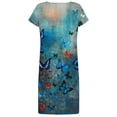 thumbnail image 5 of SMihono Robe Bohème d'Été pour Femmes Grande Taille Robes à Manches Courtes pour Femmes Mode Fleurs Imprimées Robe Soleil Taille Col en V Robe Longueur Genou, 5 of 5