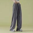 thumbnail image 3 of 50% off Clear! safuny Women's Cotton Linen Wide Leg Pants Solid Color High Rise Button Drawstring Trousers Casual Comfy Workout Trendy Girls Teen Relaxed, 3 of 3