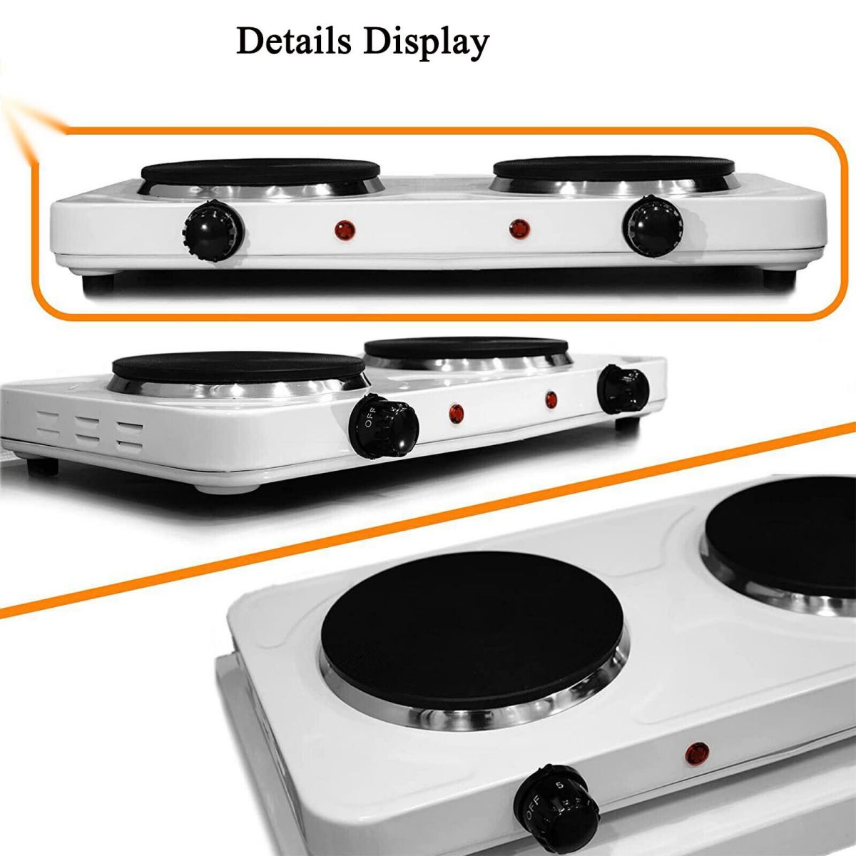 WSYW 2000W Portable Electric 2 Burner Hot Plate  Kitchen Cooktop Cooking Stove for Camping Picnics