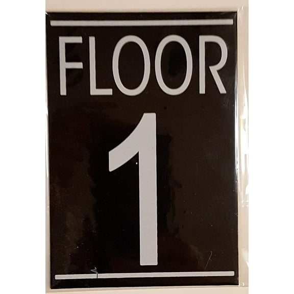FLOOR 1 SIGN (BLACK ALUMINUM 5.75X4)