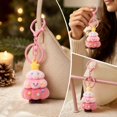 thumbnail image 5 of Christmas Ornament - Flocked Christmas Tree Keychain with Smiling Face Design, Cute Key Ring Pendant for Women Girls Tote Bag Backpack, Christmas Holiday Gift (Pink), 5 of 7