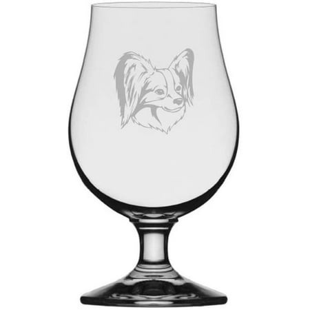 

PAPILLON Dog Themed Etched 13.25oz Iona Beer Glass