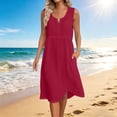 thumbnail image 2 of Admvng Women's Dress V Neck Sleeveless Casual Stretchy Summer Mid-Length Dress, 2 of 7