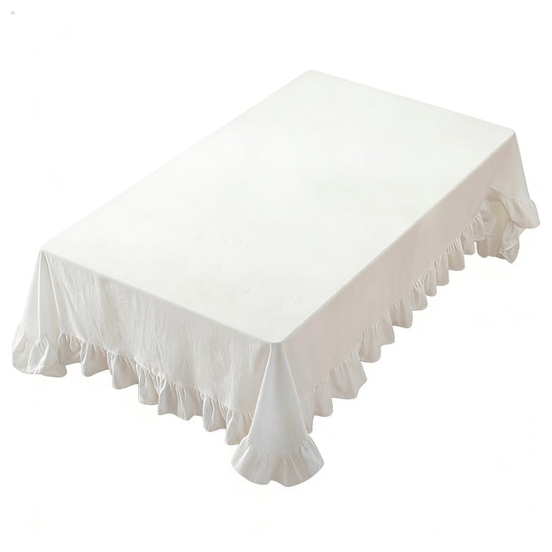 Mantel con volantes de color liso, rectangular, cuadrado, para mesa de comedor, para decoración de cocina, comedor y patio.