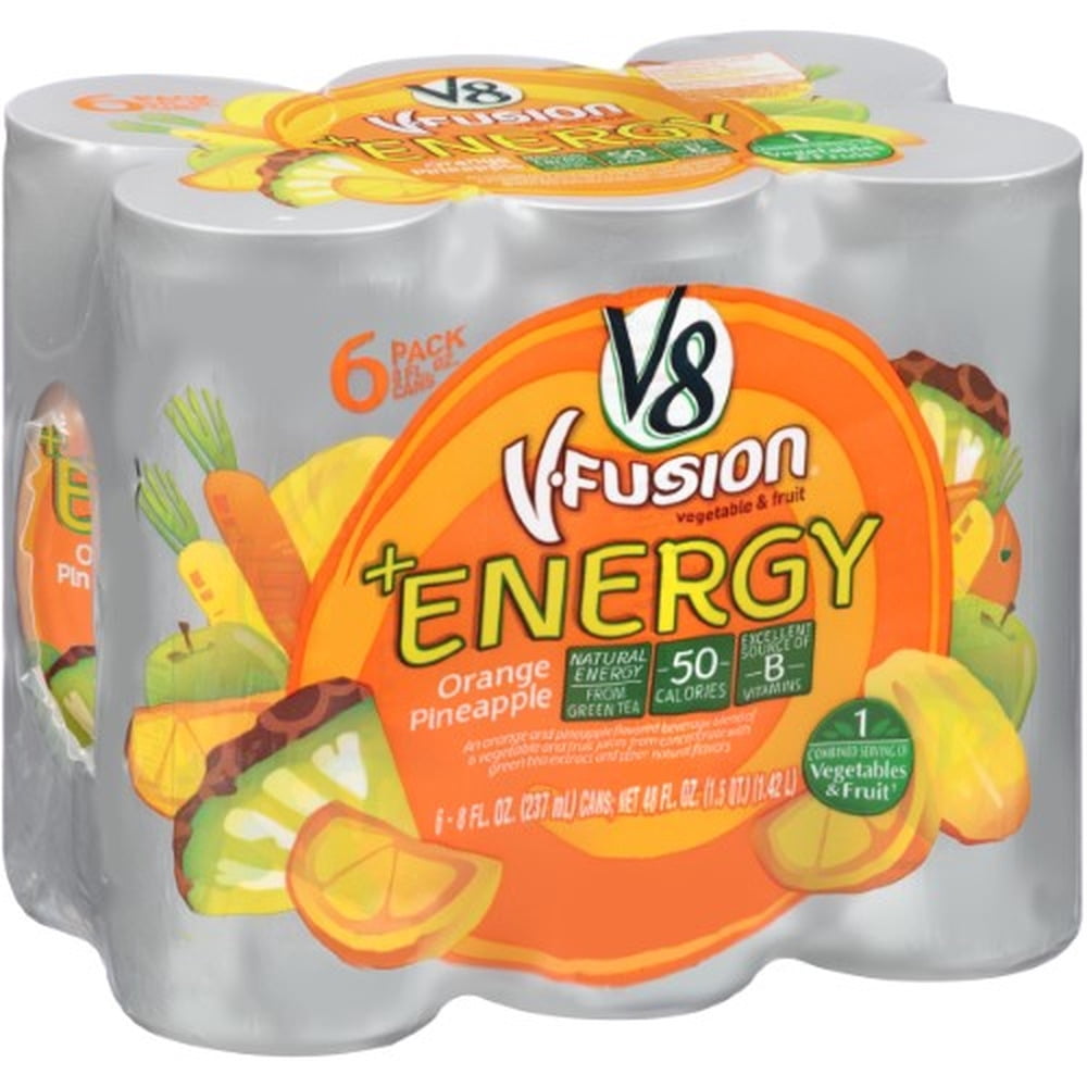 V8 Fusion + Energy Orange Pineapple Juice (Pack of 15)