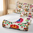 thumbnail image 3 of meiyoeat Vibrant Boho Floral Bed Spread Queen For Men Women,Peacock Print Queen Coverlet Set,White Multicolor,3pcs,1 Quilt and 2 Pillowcases, 3 of 6