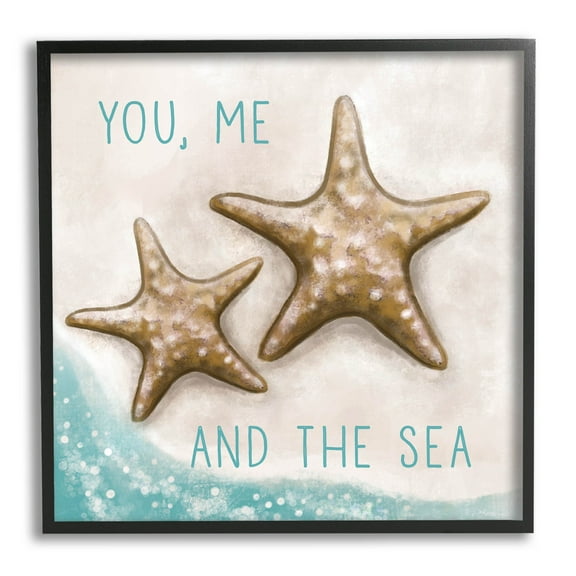 Stupell Industries You Me & Sea Romantic Beach Lover Graphic Art Black Framed Art Print Wall Art, Design by Elizabeth Tyndall