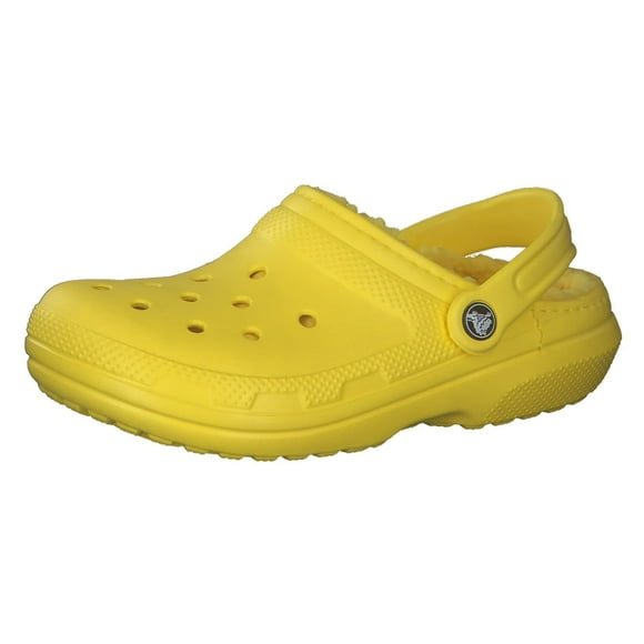 Crocs unisex adult Men's and Women's Classic Lined | Fuzzy Slippers Clog, Lemon/Lemon, 13 Women 11 Men US