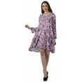 thumbnail image 3 of Moomaya Rayon Flared Dress For Womens Long Sleeve Printed V-Neck Casual Beach Dress For Girls, 3 of 7
