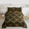 thumbnail image 2 of Castle Fairy Bohemian Black Damask 3 Pieces Queen Comforter Set for Boys Girls,Exotic Style Traditional Floral Flower Ultra Soft Bedding Sets,Retro Vintage Boho Bedding Comforter Set Breathable, 2 of 8