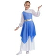 thumbnail image 3 of Aislor Girls Long Sleeve Worship Praise Dance Tunic Liturgical Church Robe Irregular Hem Dress Royal Blue 6, 3 of 7