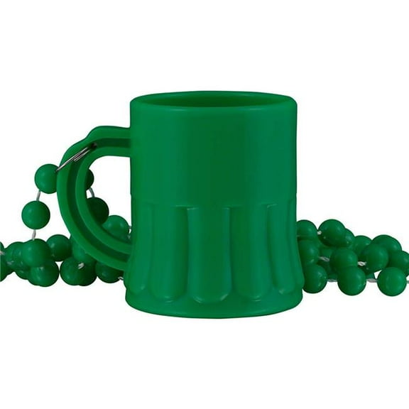 Blinkee UMSGBN-GN Unlit Green Shamrock Mug Shot Glass on Bead Necklace for St Patricks Day