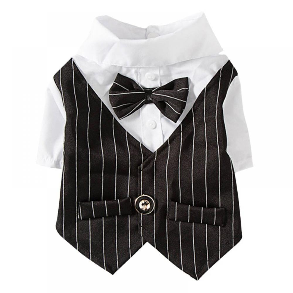XS, Black Vedem Small Dog Cat Pet Formal Cotton Tuxedo Costume for Wedding Party