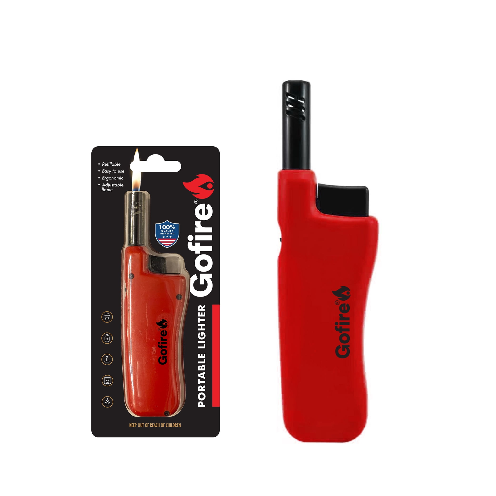 Gofire Mini Refillable BBQ Lighter with Child-Resistant Lock and Extended Metal Nozzle