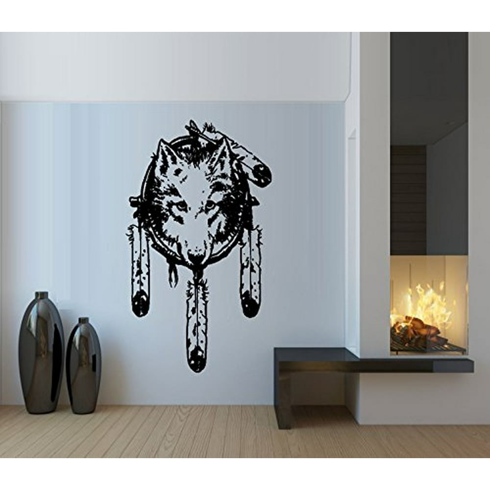 Decal WOLF DREAM CATCHER WALL DECAL 19" X 32"