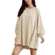 thumbnail image 1 of Vestido Mujer Casual Corto Color Sólido Cuello Redondo Traje Diario Básico Kuymtek  Beige T L para Mujer, 1 of 6