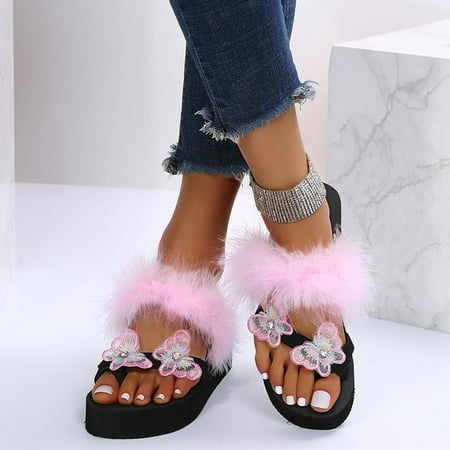 

Yedhsi Summer Women Thick Bottom Slope Heel Shoes Beach Sandals Roman Casual Slippers Flip Flops Women s Slippers