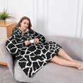thumbnail image 5 of Oversized Wearable Blanket Hoodie,Black and White Giraffe Pattern Sherpa Blanket Hoodie with Super Pockets,Super Warm Fuzzy Pullover for Women & Men, 5 of 6