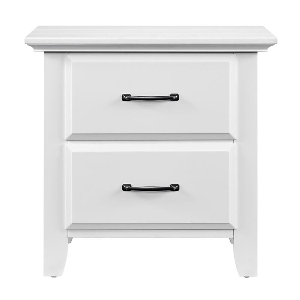 Pemberly Row Set of 2 Wood 4-in-1 Convertible Crib & Nightstand in White