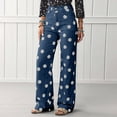 thumbnail image 5 of Bexdxz Women's Casual Wide Leg Jeans with Large Polka Dot Print Dark Blue L, 5 of 6