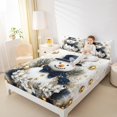 thumbnail image 4 of jejeloiu Cute Xmas Snowmen Queen Sheet Sets,Merry Christmas Flat Sheet,Gold Holiday Ball Queen Fitted Sheet For Child,Super Cozy Room Decor,4pcs, 4 of 7
