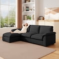 thumbnail image 3 of CKEASEAN 102" Modular Sectional Sofa with Ottoman, 3-Seater L Shape Upholstered Cloud Couch with Pillow, Comfy Chenille Sleeper Sectional Couch for Living Room, Easy Assembly, 3 of 10