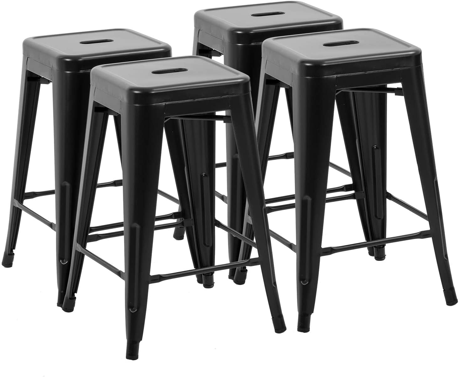 Bonzy Home Metal Bar Stools 30 Inch Counter Height Stackable Barstools Indoor Outdoor Patio Furniture Dining Backless Kitchen Bar Stools Set of 4 