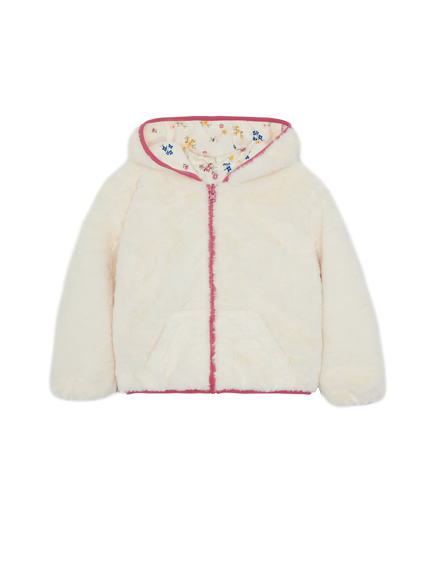 Wonder Nation Toddler Girl Faux Fur Reversible Jacket, Sizes 12M-5T
