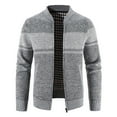 thumbnail image 2 of Herrnalise Men's Fashion Autumn And Winter Stand Collar Sweater Casual Fleece Jacket Gray, 2 of 5