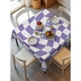 thumbnail image 2 of Purple White Checkered Suqare Tablecloth - 54 x 54 Inch, Modern Irregular Geometric Waterproof & StainResistant Tablecloth, Washable Oil-proof Table Cover for Dining/Party/Wedding/Camping/Buffet, 2 of 9