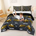 thumbnail image 3 of Manfei Cute Cars Full Size Comforter Sets,Boys Friendly Theme Bedding Comforter Set,Yellow,Black Reversible,3 Pieces,1 Comforter and 2 Pillowcases, 3 of 7