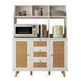 thumbnail image 1 of Sideboard Cabinet, Buffet Cabinet with Rattan Doors, 3 Drawers, Open Shelves for Home, Entryway, Dining Room - SMT-WR033W, 1 of 5